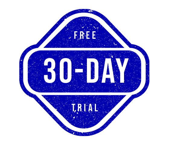 Blue badge with 'FREE 30-DAY TRIAL' in white text.